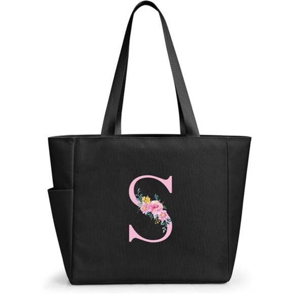 Personalized Beach Tote Bag Black-s - Picture 1 of 7
